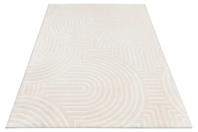 Produktbild von Teppich Wohnzimmer Schlafzimmer Kurzflor Skandi Muster Arche Bogen Einfarbig 3D Grösse 200x290 cm