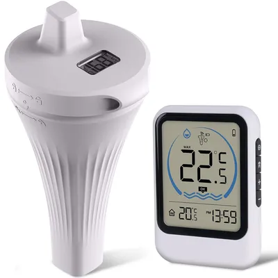 Produktbild von Digitales Poolthermometer Funk mit LCD-Display, Wasserdichtes Schwimmendes Wasserthermometer für Pool, Whirlpool & Aquarium