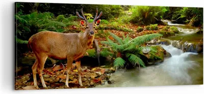 Produktbild von Bild auf Leinwand - Leinwandbild - Herbst berg strom landschaft - 100x40cm - Wand Bild - Wanddeko - Leinwanddruck - Bilder - Kunstdruck - Wanddekoration - Leinwand bilder - Wandkunst - AB100x40-2243