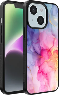 Produktbild von Smartphonica Handytasche passend für iPhone 14 mit Marmordruck - TPU Rückseitenschutzhülle Marmordesign - Regenbogen