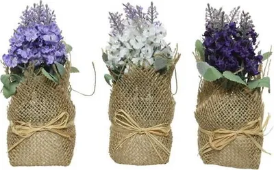 Image de Fleurs artificielles Violettes en pot 17cm colorées, 1 pièce assortie