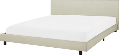 Produktbild von BELIANI Wasserbett Beige Stoffbezug Leinenoptik mit Matratze 180x200 cm Heizung und Zubehör Hohes Kopfteil Modern Schlafzimmer Doppelbett Polsterbett
