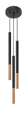 Zdjęcie produktu dla Lampa Sufitowa Wisząca Tuba 3x G9 Zwis Tubularna Czarna Miedź Nowoczesna Mozaica Sollux