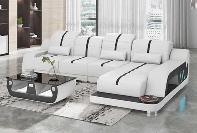 Produktbild von Couchen Designersofa Ecksofa Sofa L Form Schwarz Kunstleder Sofas Eck JVmoebel