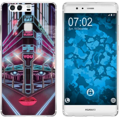 Produktbild von PhoneNatic Case kompatibel mit Huawei P9 Silikon-Hülle Retro Wave Cyberpunk.02 M5