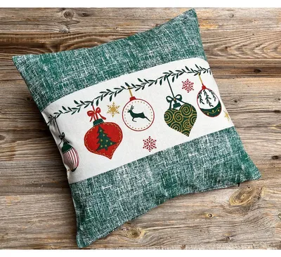 Produktbild von Kissen-Bezug 40x40 cm Weihnachten Motiv grün weiß Baumwolle