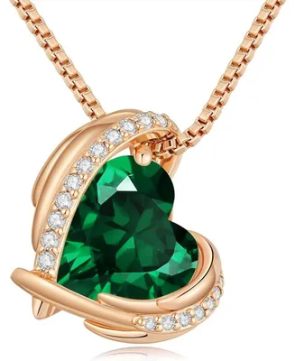 Productafbeelding van Halsketting dames, rosé goud, hartvormig, met kristal. Elegante cadeauverpakking