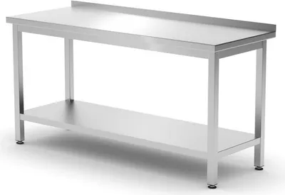 Obrázok produktu pre HENDI nástenný stolík s policou - skrutkovaný, hĺbka 600 mm, Kitchen Line, 1600x600x(H)850mm