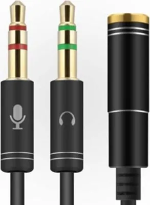 Produktbild von Audio Splitter Kabel Y Adapter Headset 3.5mm Klinke Buchse > 2x Stecker Schwarz