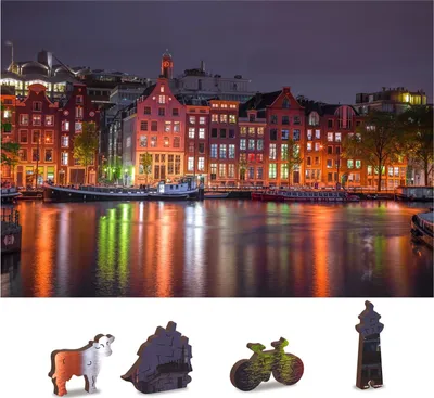 Image de WOODEN CITY Puzzle en bois Nuit Amsterdam 2in1, 150 pièces ECO
