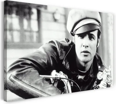 Produktbild von Leinwandbild (80x60cm): Marlon Brando schwarz weiss movie-star Hollywood retro, echter Holz-Keilrahmen inkl. Aufhänger, handgefertigt in Deutschland