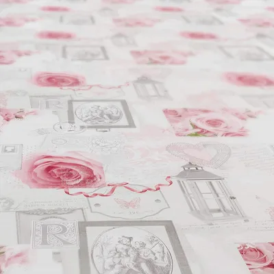 Produktbild von Abwasbare Tischdecke mit Rosenmuster - Pflegeleicht, Oval 140 x 220 cm