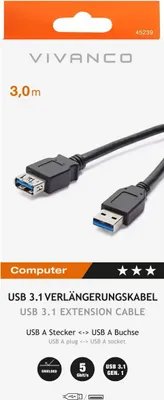 Produktbild von USB 3.1 Gen.1 Verlängerung, A Stecker <-> A Buchse, 3m (45239)