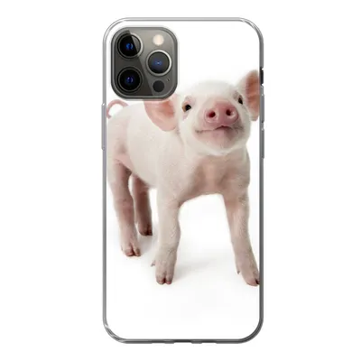 Produktbild von MuchoWow® Handyhülle Schutzhülle Hülle für iPhone 12 Pro Schwein - Tiere - Weiß Silikon Softcase Handy Hülle - Abdeckung
