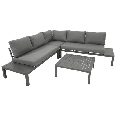 Produktbild von DEGAMO Lounge Set Ecklounge ROVIGNO Aluminium anthrazit, Polster grau, wetterfest