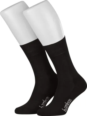 Produktbild von Tobeni 3 Paar Bambussocken ohne Gummi Frottee-Sohle Damen Herren Business-Socken, Farbe:Schwarz, Grösse:39-42