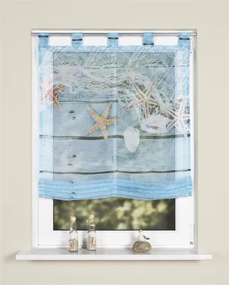 Produktbild von Home Wohnideen Schlaufenraffrollo Voile Digitaldruck Maritim 140 x 60 cm Blau