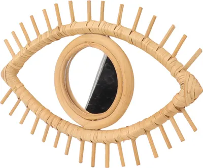 Image de Miroir mural en forme d'oeil, miroir en rotin en forme d'oeil, ornements artisanaux élégants et symboliques pour la décoration de la salle de bain d'un hôtel ou d'une maison