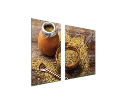Produktbild von Herdabdeckplatten 2 teilig 90x52 Glaskeramikkochfeld Abdeckung Glas Schneidebrett Yerba Holz