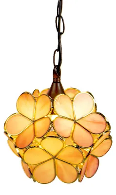Produktbild von Clayre & Eef Hängeleuchte Tiffany 21x21x17/90 cm Rosa Gelb Glas Blumen