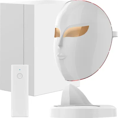 Produktbild von LED Gesichtsmaske - Lichttherapie - 1200 LEDs - Rotes Licht 640 nm - USB Aufladung - Silikon in Lebensmittelqualität - Hautstraffung & Elastizität - 1 Set