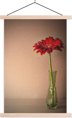 Produktbild von MuchoWow® Textilposter Blume - Vase - Stilleben 60x90 cm mit holzfarbenen Rahmen - Textil