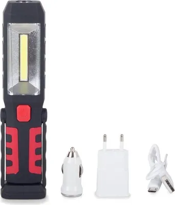 Zdjęcie produktu dla Verk 11272 Wielofunkcyjna lampa LED, 1W COB + 1W LED czarno-czerwona