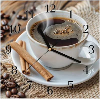 Produktbild von Wanduhr aus Glas mit Motiv Kaffee und Zimt- 30 x 30 cm - inkl. Aufhängesystem