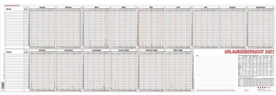 Produktbild von Urlaubsübersicht 100x35cm für 25 Mitarbeiter zum Abheften 2027