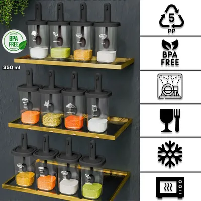 Produktbild von 12er Set Vorratsdosen mit Löffel – 350 ml – BPA-frei, mikrowellengeeignet, gefrierfest – Gewürzbehälter Frischhaltedosen mit Deckel spülmaschinenfest