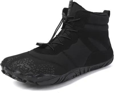 Produktbild von ASKSA Damen Herren Winter Barfussschuhe Wasserdicht Warm Gefuettert rutschfeste Winterstiefel, Schwarz, Groesse: 40