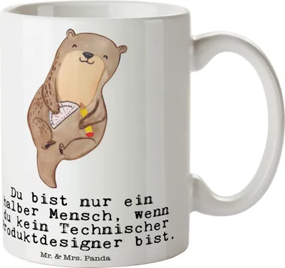 Produktbild von Mr. & Mrs. Panda Becher Technischer Produktdesigner Herz - Weiß - Geschenk, Tasse, mit Spruch, schöne, Kaffeetasse, Motivtasse