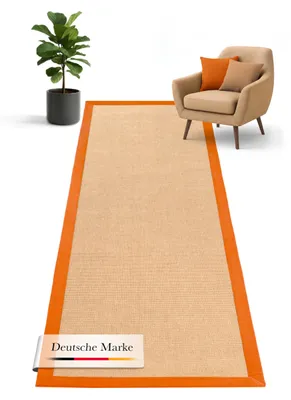Produktbild von Sisalteppich Orange Läufer 75x350 cm | Moderner Teppich für Wohnzimmer und Küche