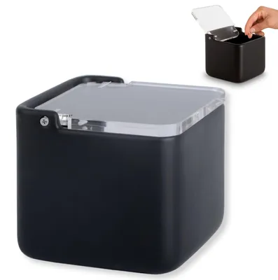 Immagine prodotto di KOOK TIME Barattolo per sale in Vetroceramica, coperchio in acrilico, 11,2 cm, nero