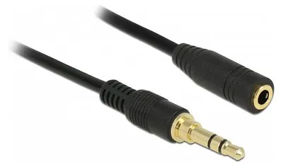 Produktbild von Delock Klinkenverlängerungskabel 3,5 mm 3 Pin Stecker zu Buchse 2 m schwarz