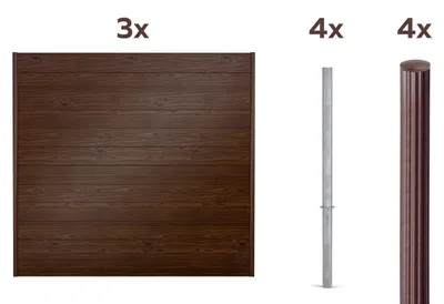 Produktbild von Alberts Sichtschutz Palitio als Set,Holzdekor dunkel, zum Einbetonieren, Länge 6,00m, Profilhöhe 150mm