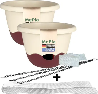 Produktbild von MePla - 2 Stück Ampel Mareta ø25 Elfenbein/Weinrot + 1 x Ersatzbewässerungsband