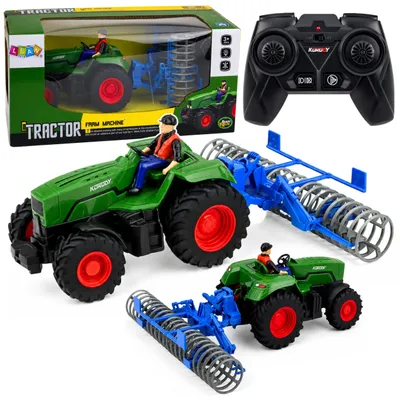 Obrázek produktu pro Rc zelený traktor s válečkem a farmářem 1:24 na dálkové ovládání