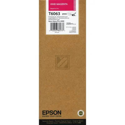 Produktbild von Epson Singlepack Vivid Magenta T606300, 220 ml, Magenta, Tinte auf Pigmentbasis, 220 ml, 1 Stück(e), Einzelpackung