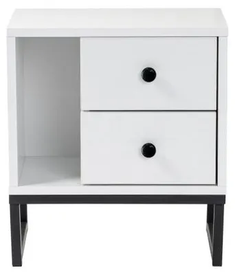 Image de Table de chevet Chevet blanc et noir L 45 cm, pieds en métal, style moderne