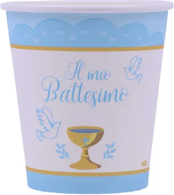 Papierbecher für Taufe, hellblau, 8 Stück, 200 ml