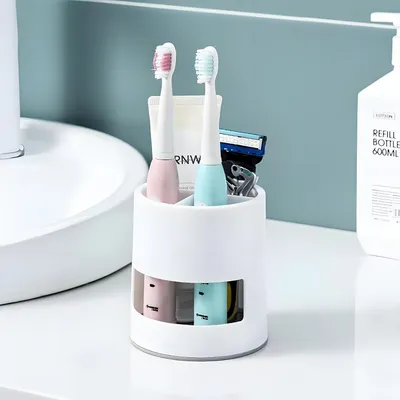 Produktbild von Zahnbürstenhalter, 4 Fächer, Weiße Organizer, Multifunktional, für Badezimmer