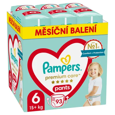 A box of Pampers Premium Care diapers.
