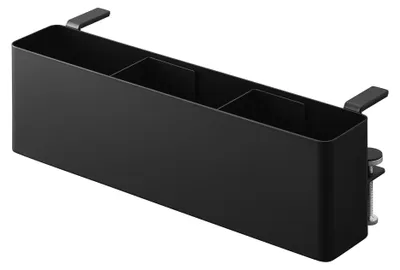 Schmaler Tischkorb aus Stahl, schwarz, 30x10x9,5-11 cm
