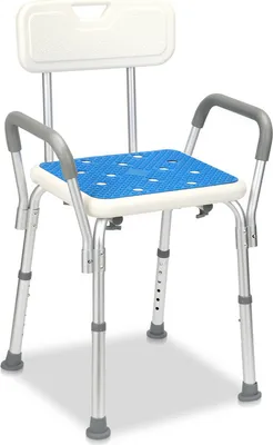 Produktbild von Jopassy Duschhocker Höhenverstellbar Duschstuhl bis 136kg Badhocker-mit arm und rückenlehne Quadrat