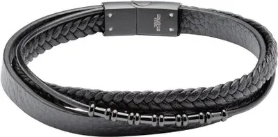 Produktbild von Dreisträngiges Armband von Unique aus schwarzem Kunstleder