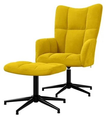 Produktbild von Relaxsessel mit Hocker in Senfgelb aus Samt