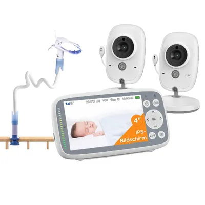 Image de 4 pouces Babyphone avec 2 caméras VOX vision nocturne Babyphone surveillance de la température interphone surveillance vidéo sans fil avec support