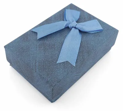 Produktbild von Vintageparts Geschenkbox blau Schleife Satinband Schmuckschachtel 9x6 cm