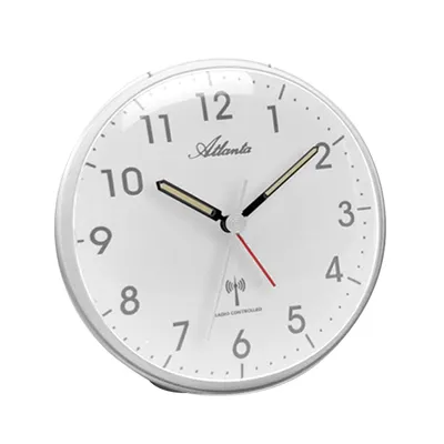 Obrázok produktu pre Atlanta 1828/19 budík rádiom riadený budík strieborné svetlo snooze tichý bez tikania